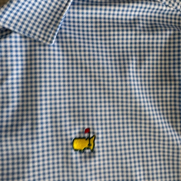 MASTERS designed by Peter Millar Gingham Polo Blue White Large - Picture 2 of 7